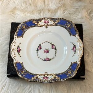 Allertons Old English Blue/Gold Square Cake Plate